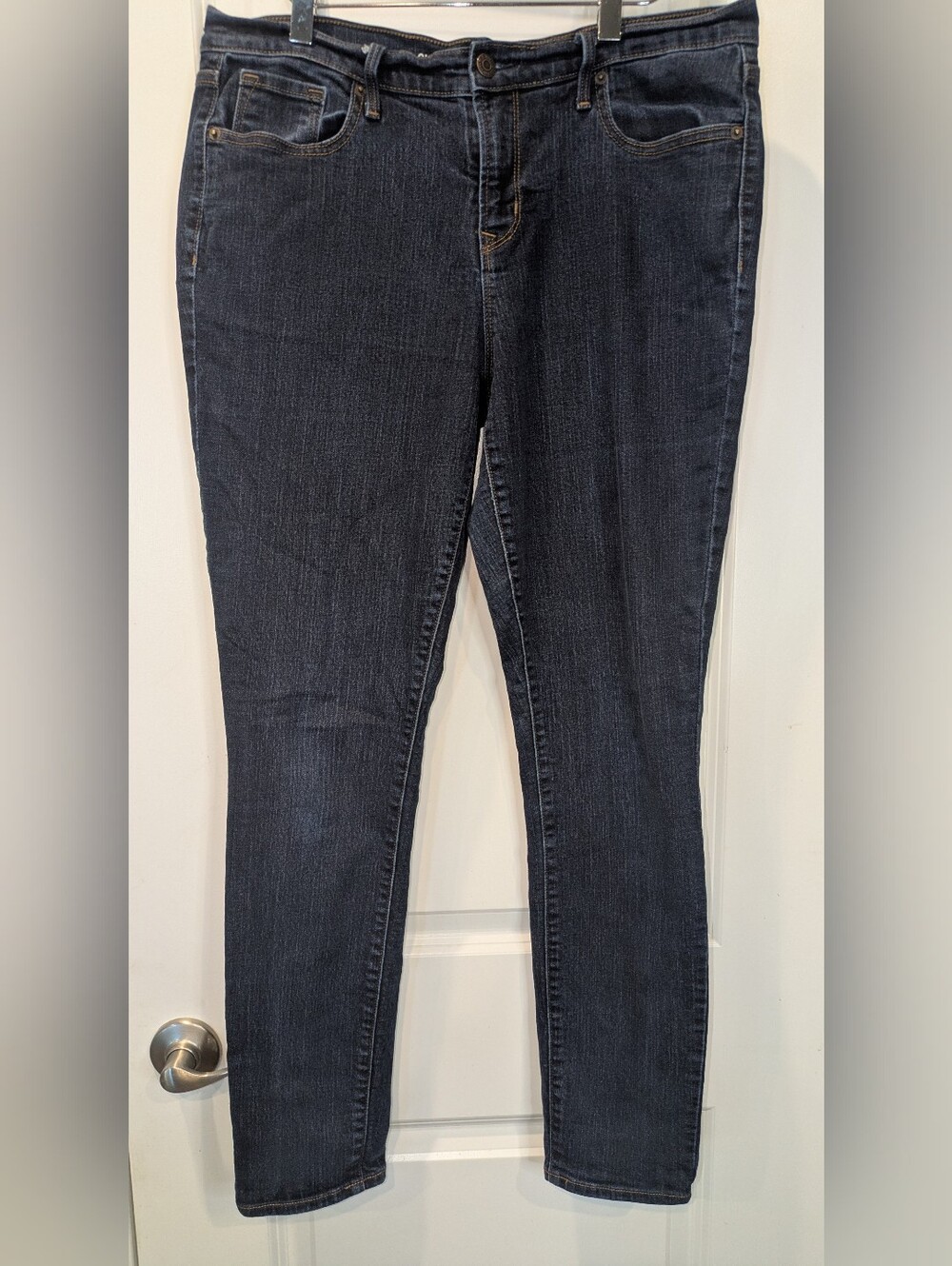 Old Navy Curvy Profile Jeans 12 Long Mid Rise Dark Wash Skinny Stretch
